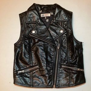 Kids Faux black leather vest.